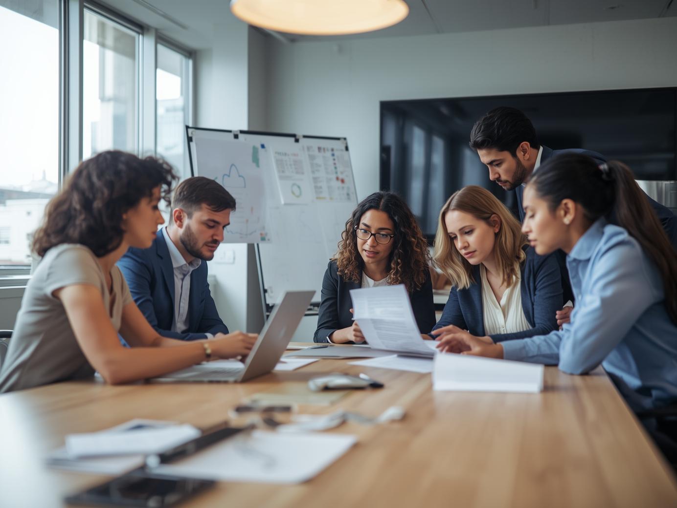 10. zespol ekspertow jakosci zespol konsultantow jakosci przy stole konferencyjnym dokumenty laptop profesjonalny wizerunek jasne nowoczesne biuro realistyczna fotografia 1.jpg