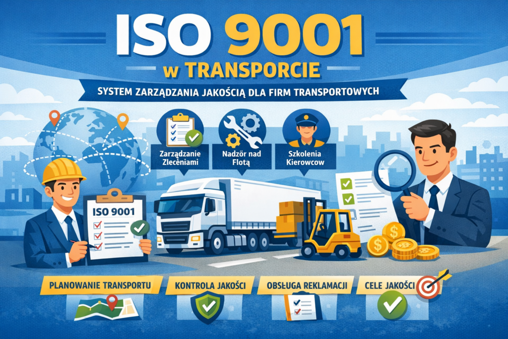 iso 9001 transport, iso 9001 dla firmy transportowej, system zarządzania jakością transport, iso w logistyce