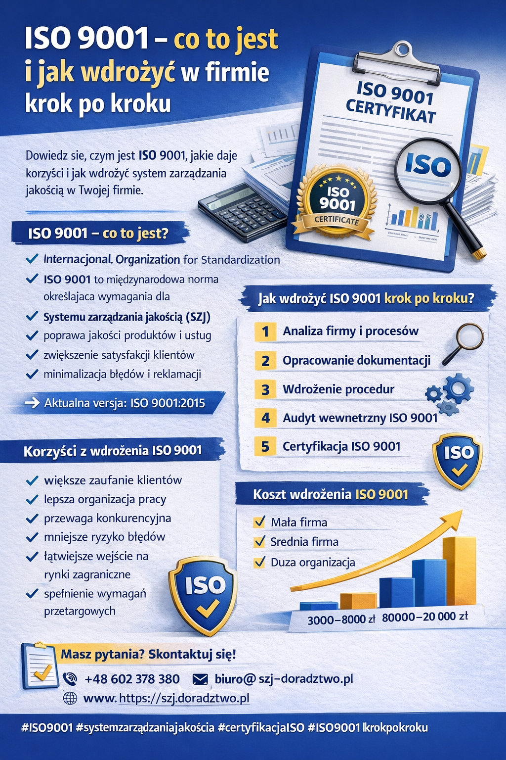 iso 9001 co to jest, jak wdrożyć iso 9001, wdrożenie iso 9001 krok po kroku, koszt iso 9001, certyfikat iso