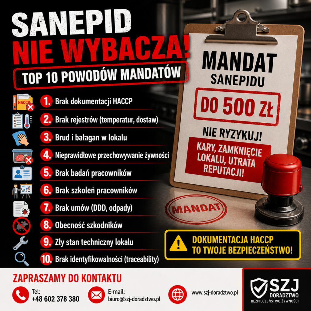top 10 przyczyn mandatów sanepidu